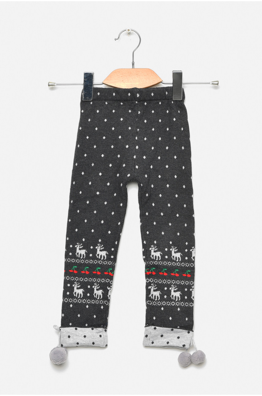Лосины детские демисезонные для девочки темно-серого цвета 08 189105