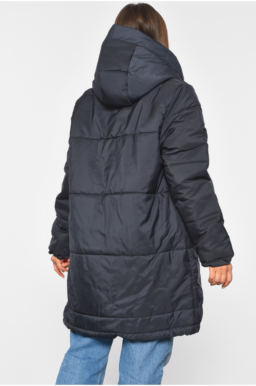 Куртка жіноча подовжена єврозима темно-синього кольору 331 189126