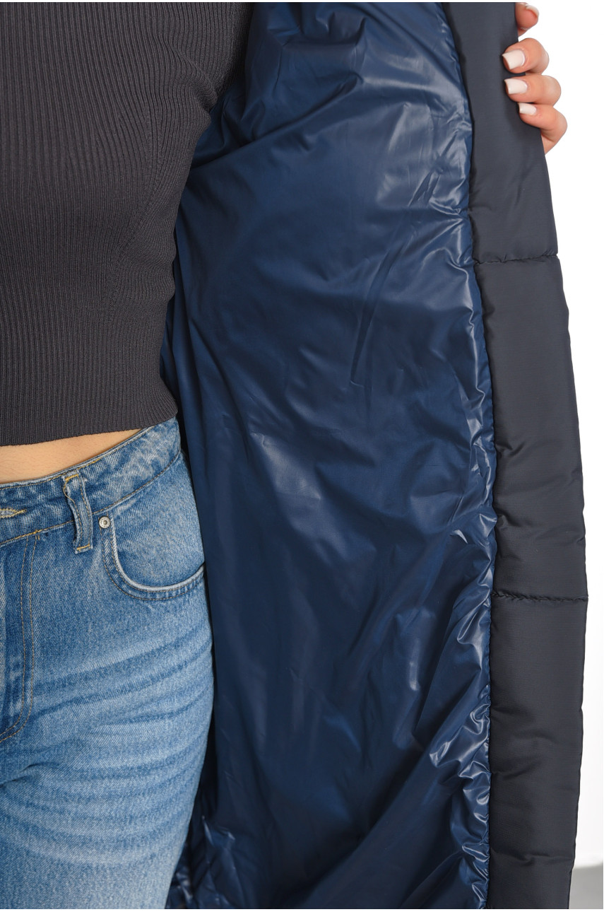 Куртка жіноча подовжена єврозима темно-синього кольору 331 189126