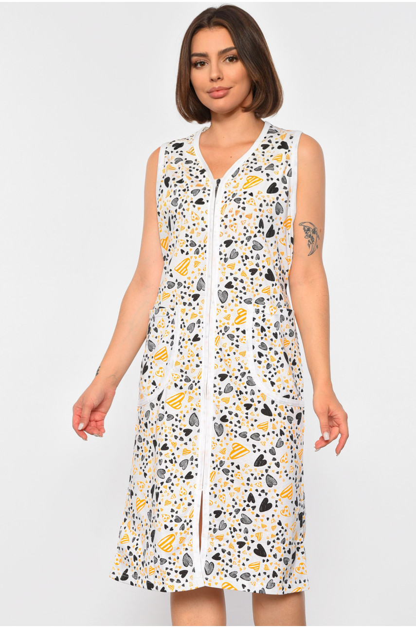 Халат женский с принтом белого цвета 250 189174 Халат женский с принтом белого цвета 250 189174