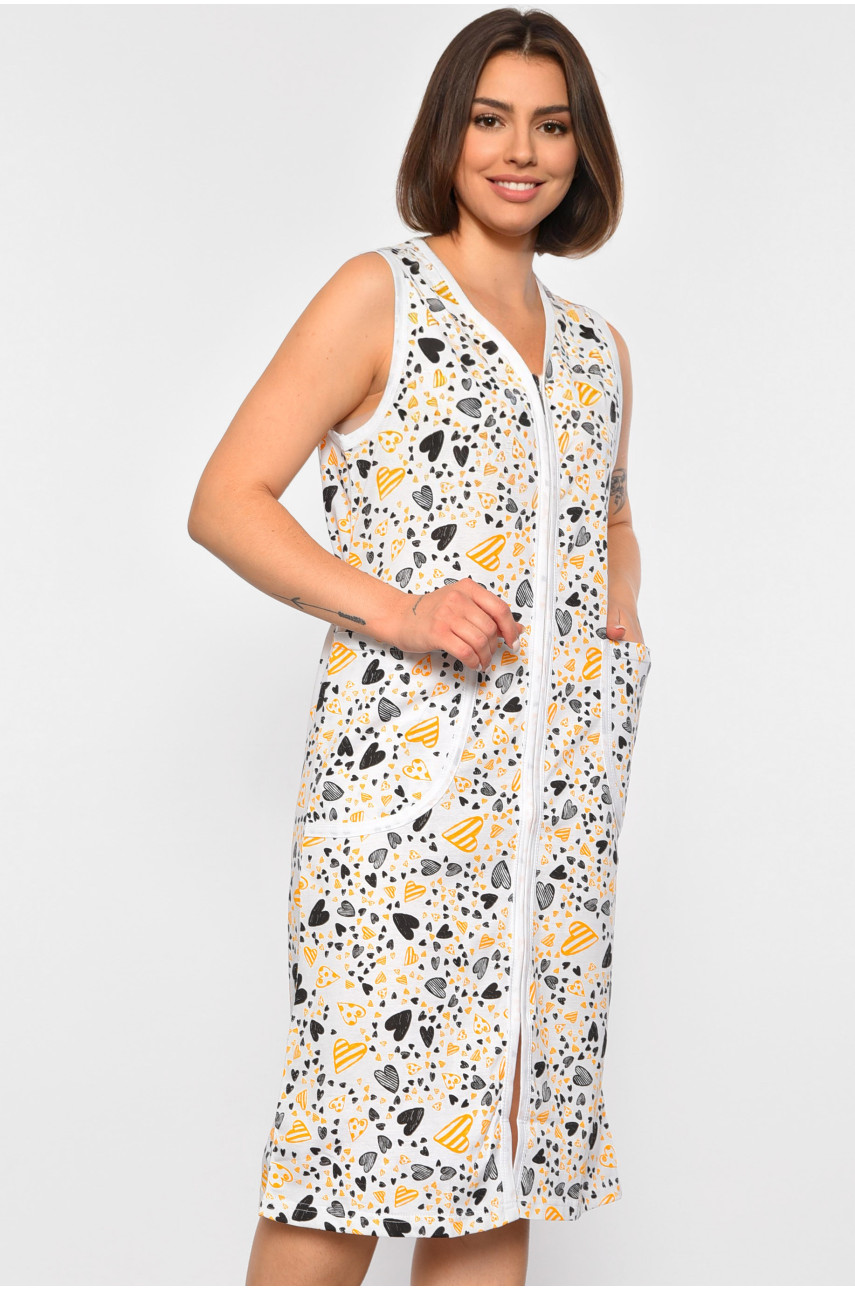 Халат женский с принтом белого цвета 250 189174 Халат женский с принтом белого цвета 250 189174