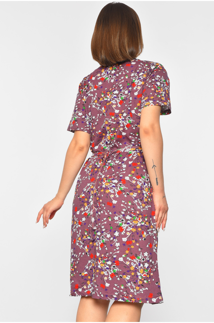 Халат женский полубатальный с принтом сиреневого цвета 3050 189186 Халат женский полубатальный с принтом сиреневого цвета 3050 189186