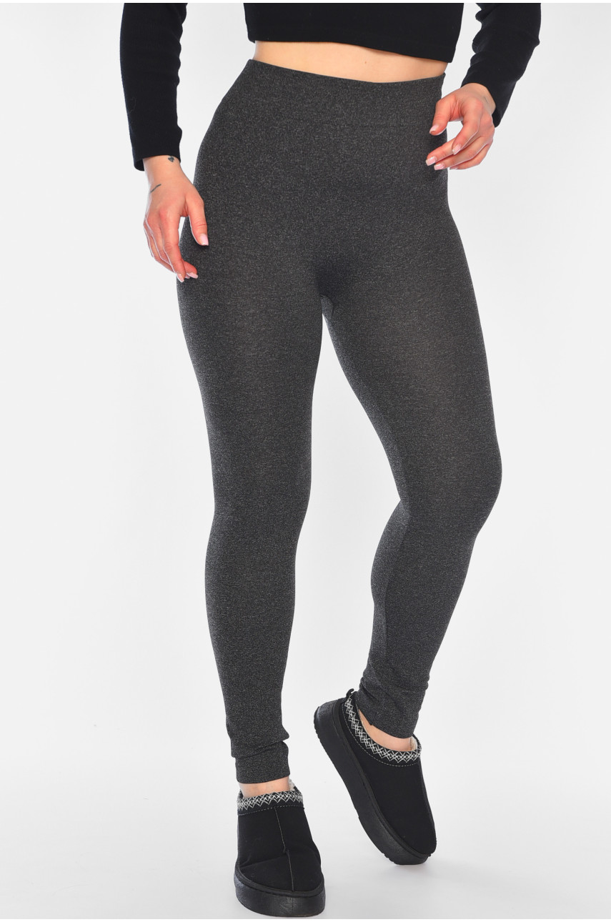 Лосины женские полубатальные утепленные темно-серого цвета В830 189198