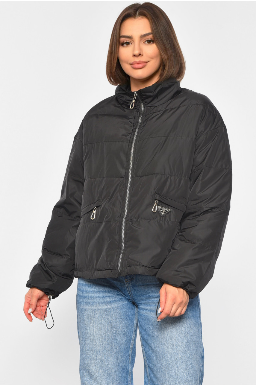 Куртка жіноча демісезонна чорного кольору 6339 189210