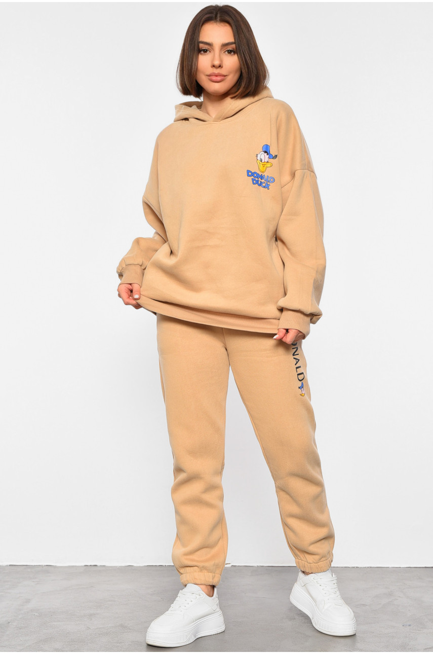 Спортивний костюм жіночий на флісі бежевого кольору 231 189219