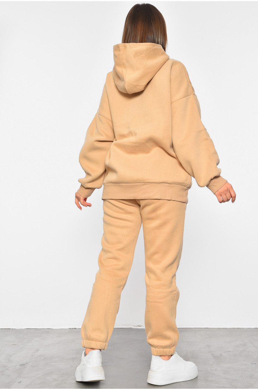 Спортивний костюм жіночий на флісі бежевого кольору 231 189219