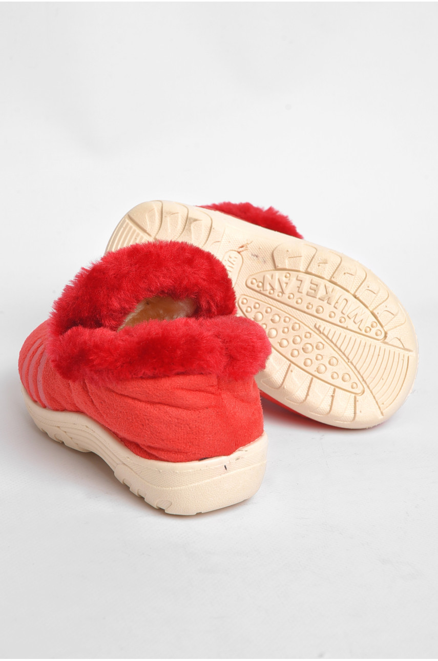 Тапочки детские чуни красного цвета с мехом 502 189230