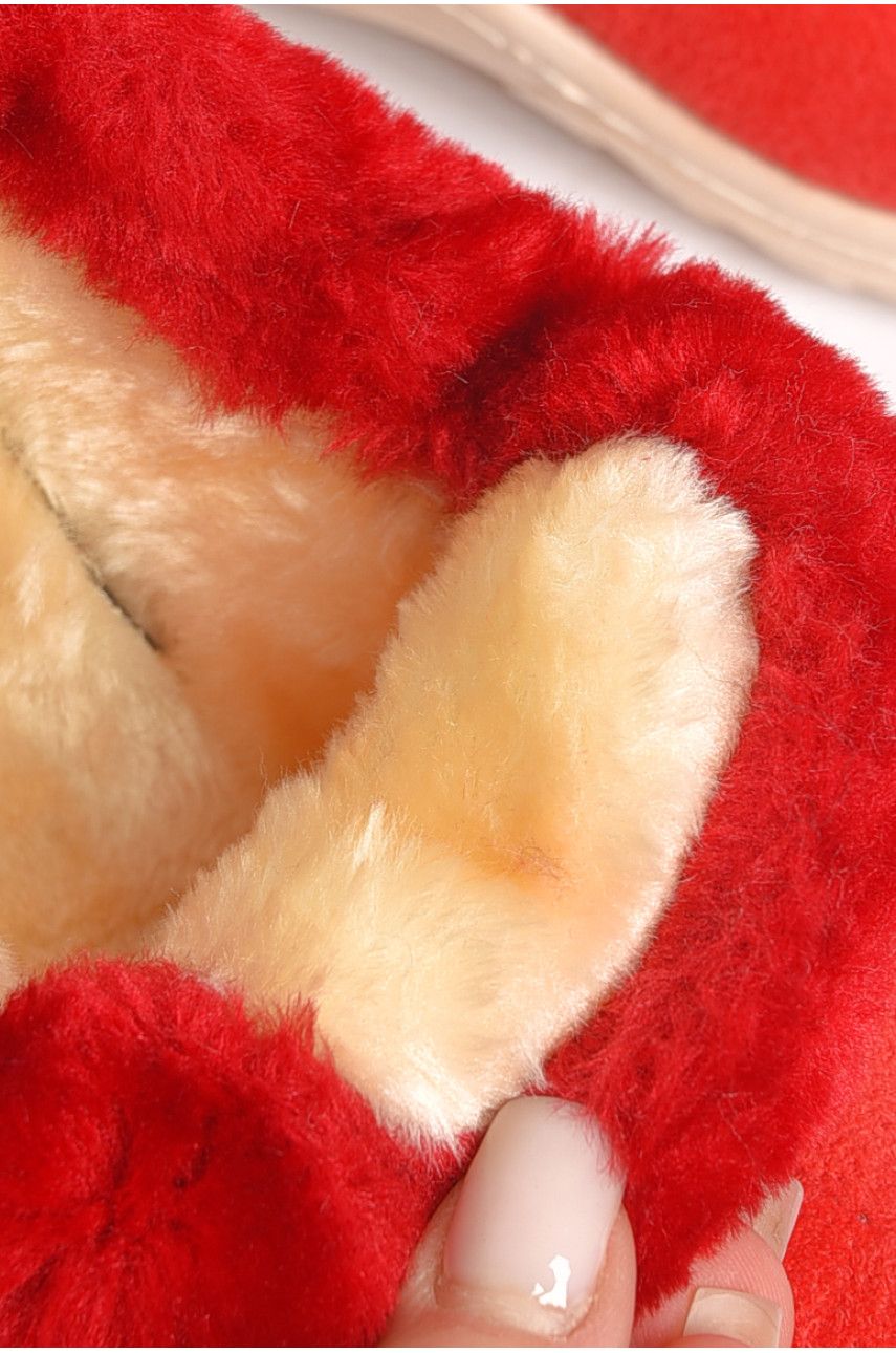 Тапочки детские чуни красного цвета с мехом 502 189230