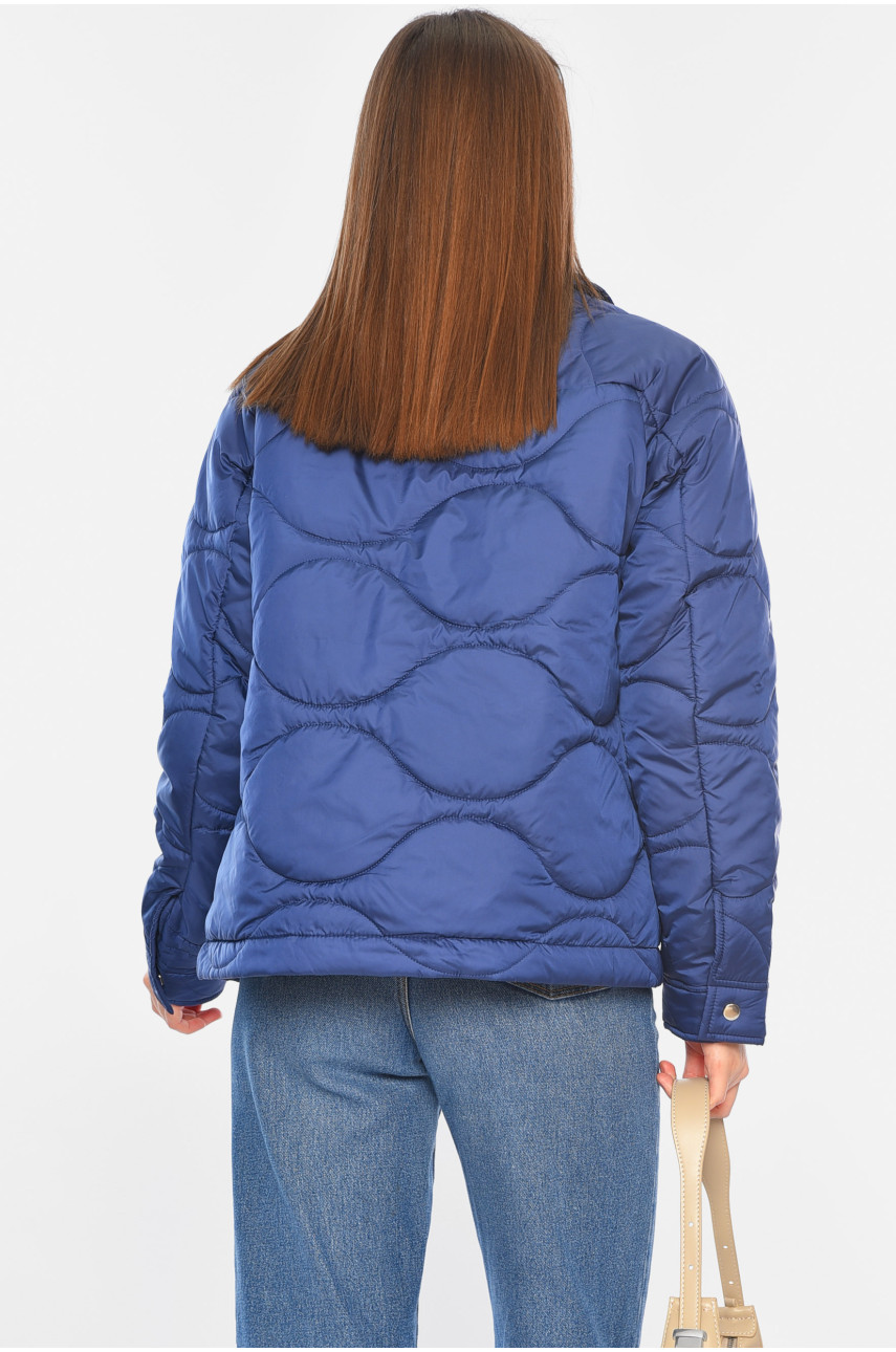 Куртка жіноча демісезонна синього кольору 1107 189232 Куртка жіноча демісезонна синього кольору 1107 189232
