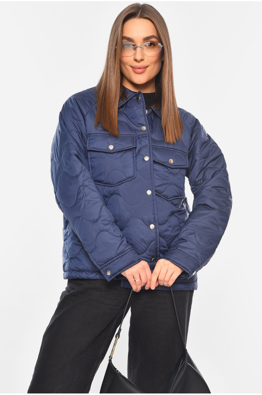 Куртка женская демисезонная темно-синего цвета 1107 189234 Куртка женская демисезонная темно-синего цвета 1107 189234