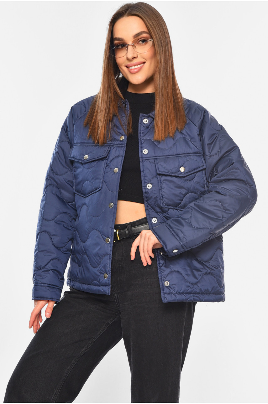 Куртка женская демисезонная темно-синего цвета 1107 189234 Куртка женская демисезонная темно-синего цвета 1107 189234
