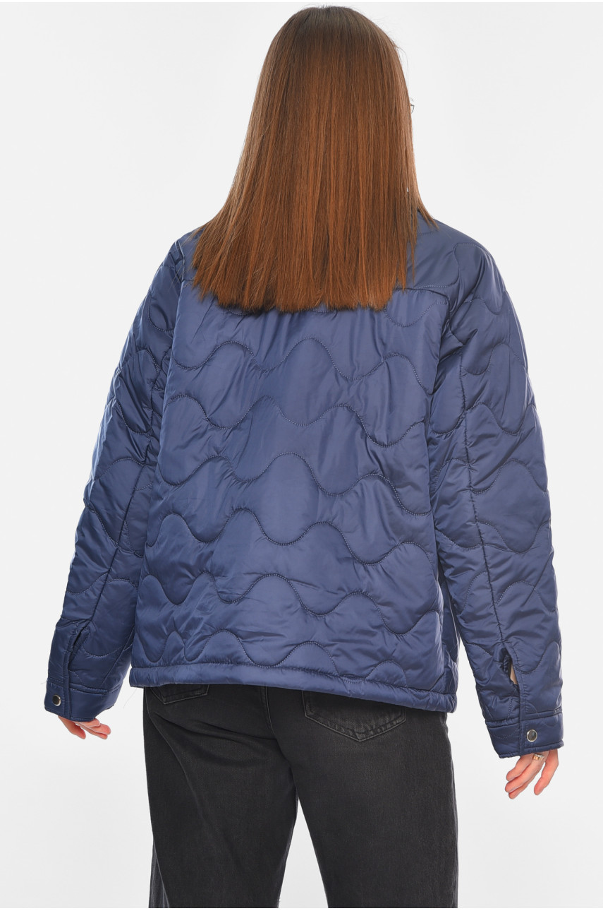 Куртка женская демисезонная темно-синего цвета 1107 189234 Куртка женская демисезонная темно-синего цвета 1107 189234