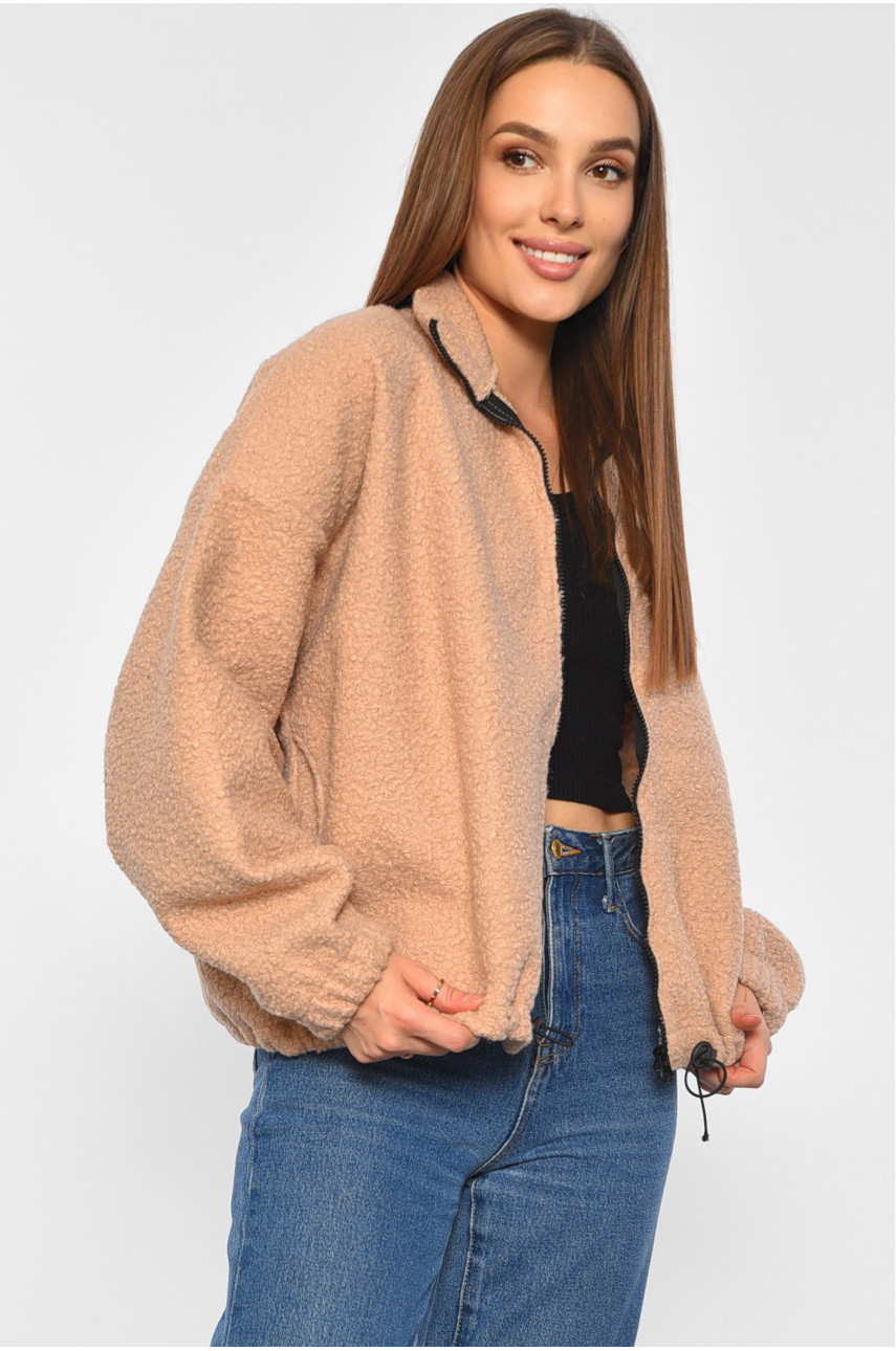 Кофта женская на молнии бежевого цвета 819 189249 Кофта женская на молнии бежевого цвета 819 189249