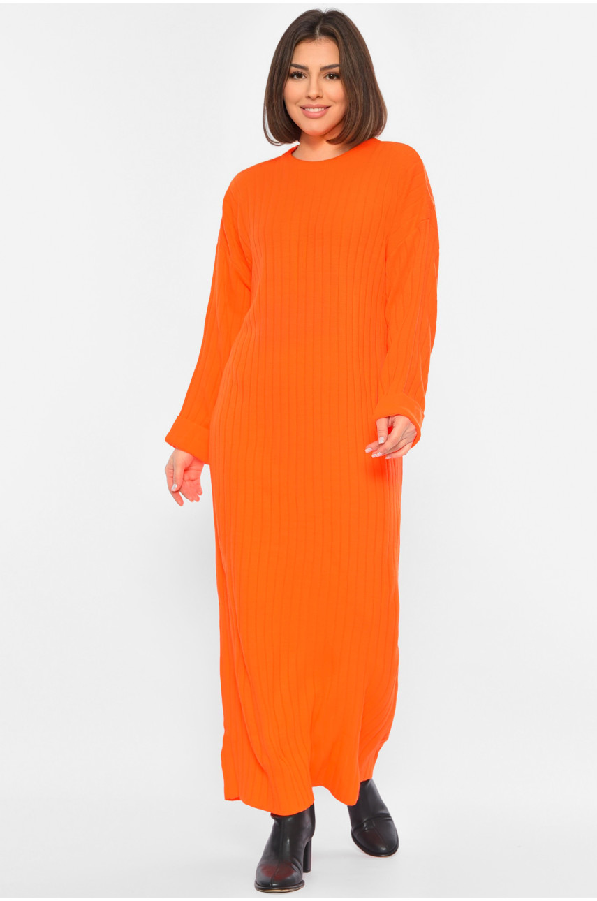 Платье женское трикотажное оранжевого цвета 189259 Платье женское трикотажное оранжевого цвета 189259
