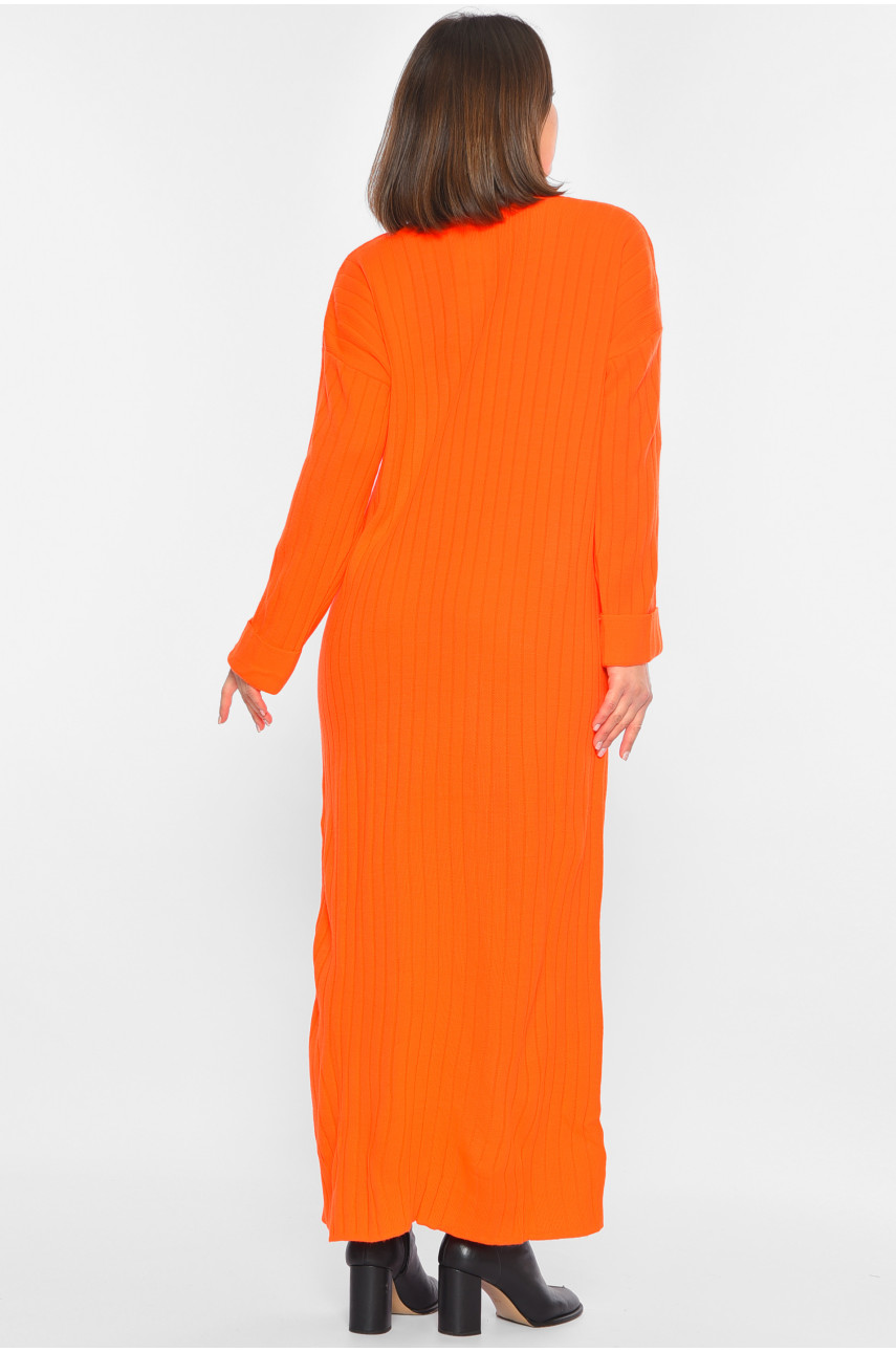Платье женское трикотажное оранжевого цвета 189259 Платье женское трикотажное оранжевого цвета 189259