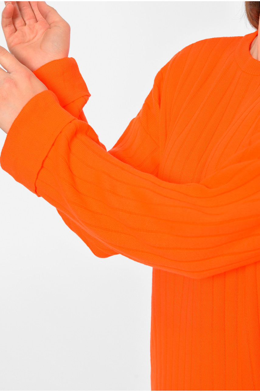 Платье женское трикотажное оранжевого цвета 189259 Платье женское трикотажное оранжевого цвета 189259