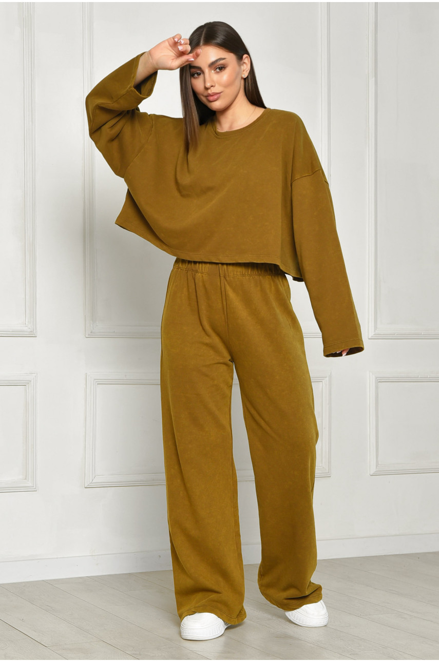 Спортивний костюм жіночий кольору хакі 8802 189267