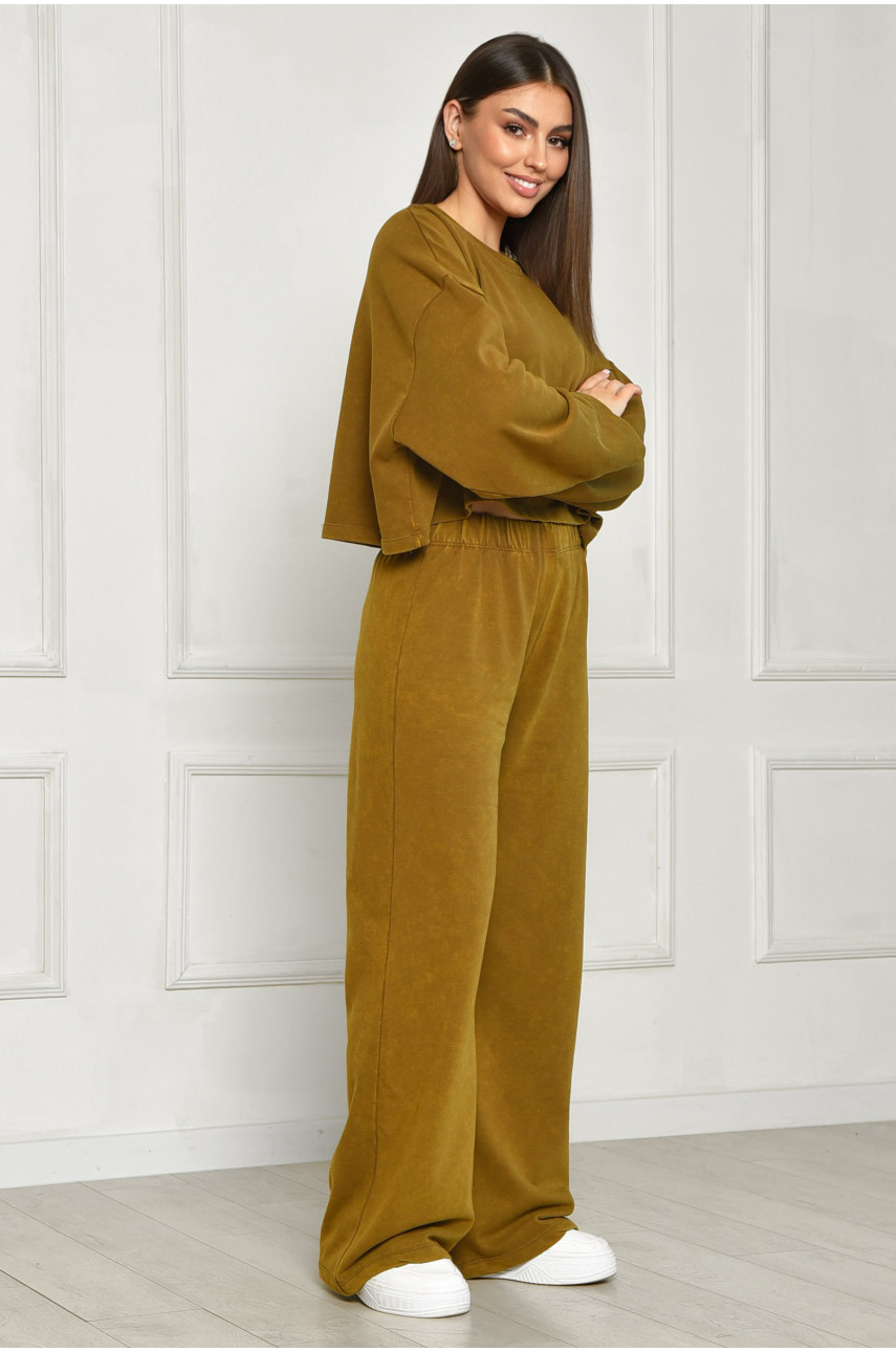 Спортивний костюм жіночий кольору хакі 8802 189267