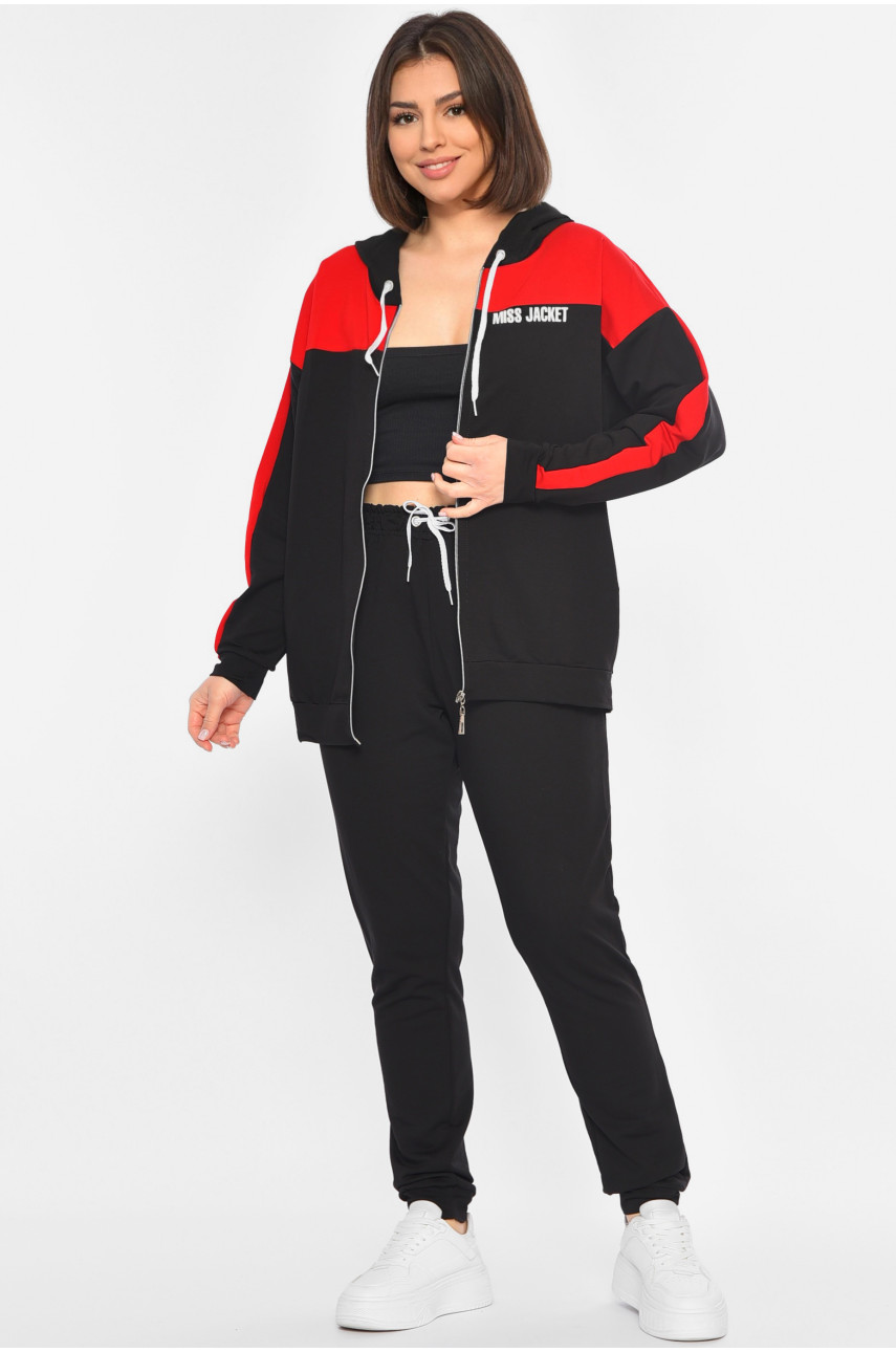 Спортивный костюм женский черно-красного цвета 303 189274 Спортивный костюм женский черно-красного цвета 303 189274
