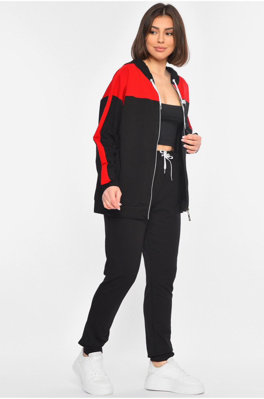 Спортивный костюм женский черно-красного цвета 303 189274 Спортивный костюм женский черно-красного цвета 303 189274