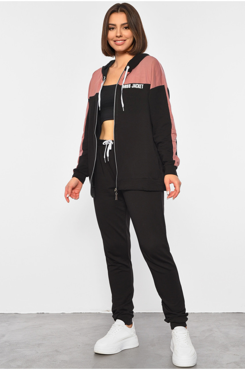 Спортивный костюм женский черно-розового цвета 303 189275 Спортивный костюм женский черно-розового цвета 303 189275