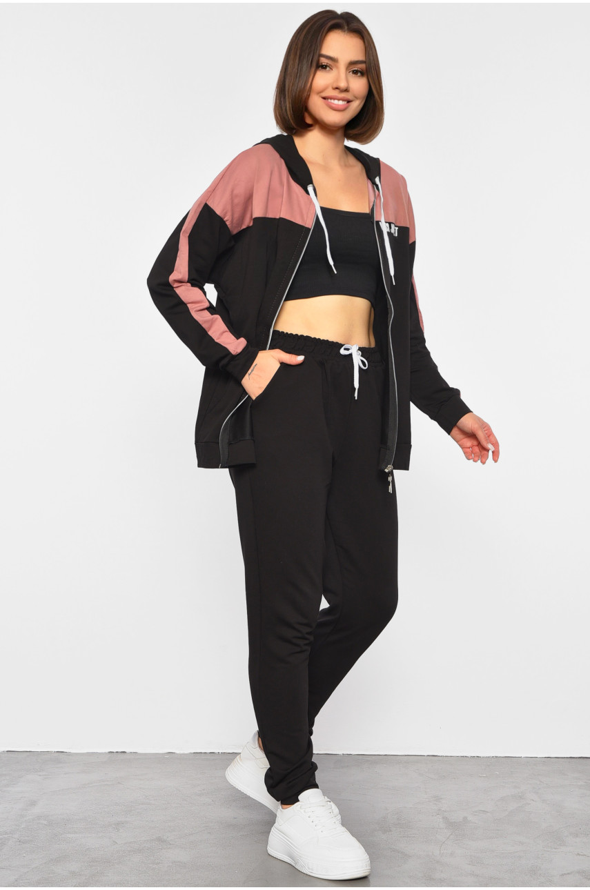 Спортивный костюм женский черно-розового цвета 303 189275 Спортивный костюм женский черно-розового цвета 303 189275