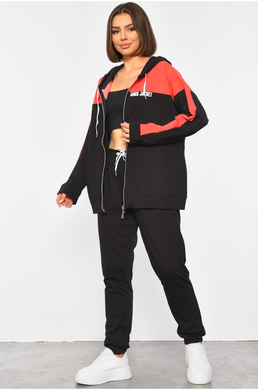 Спортивный костюм женский черно-кораллового цвета 303 189276 Спортивный костюм женский черно-кораллового цвета 303 189276