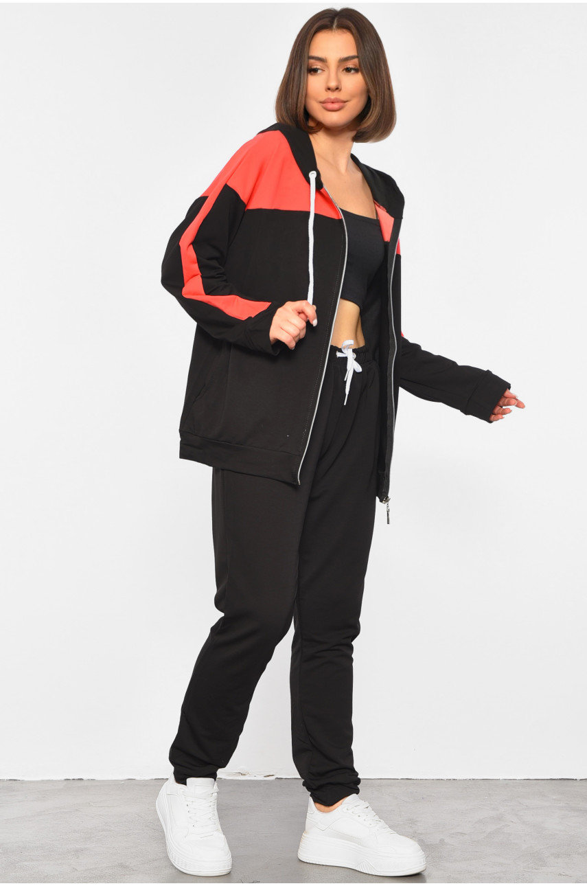 Спортивный костюм женский черно-кораллового цвета 303 189276 Спортивный костюм женский черно-кораллового цвета 303 189276