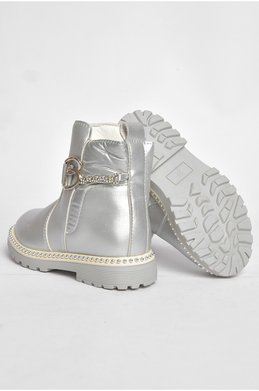 Ботинки детские демисезон серого цвета на флисе C-L2-8 189294 Ботинки детские демисезон серого цвета на флисе C-L2-8 189294