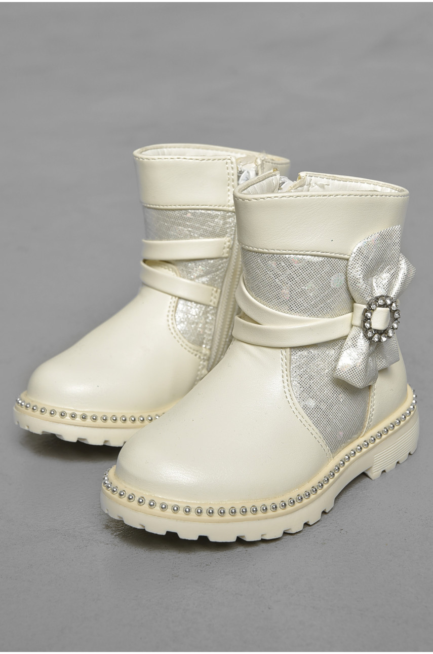 Ботинки детские демисезон белого цвета  на флисе C-L3-6 189301