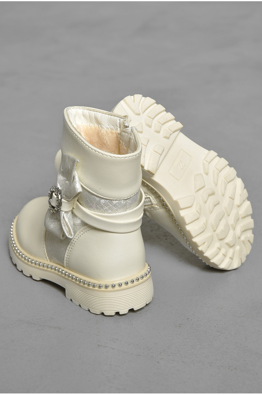 Ботинки детские демисезон белого цвета на флисе C-L3-6 189301 Ботинки детские демисезон белого цвета на флисе C-L3-6 189301