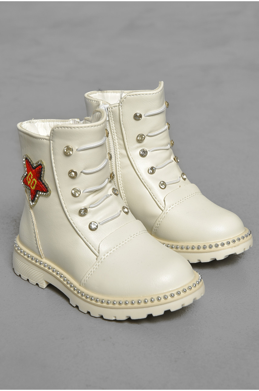 Ботинки детские демисезон белого цвета  на флисе C-L1-6 189302