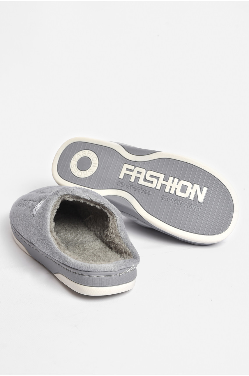 Тапочки комнатные мужские серого цвета на меху sp-022 189318 Тапочки комнатные мужские серого цвета на меху sp-022 189318