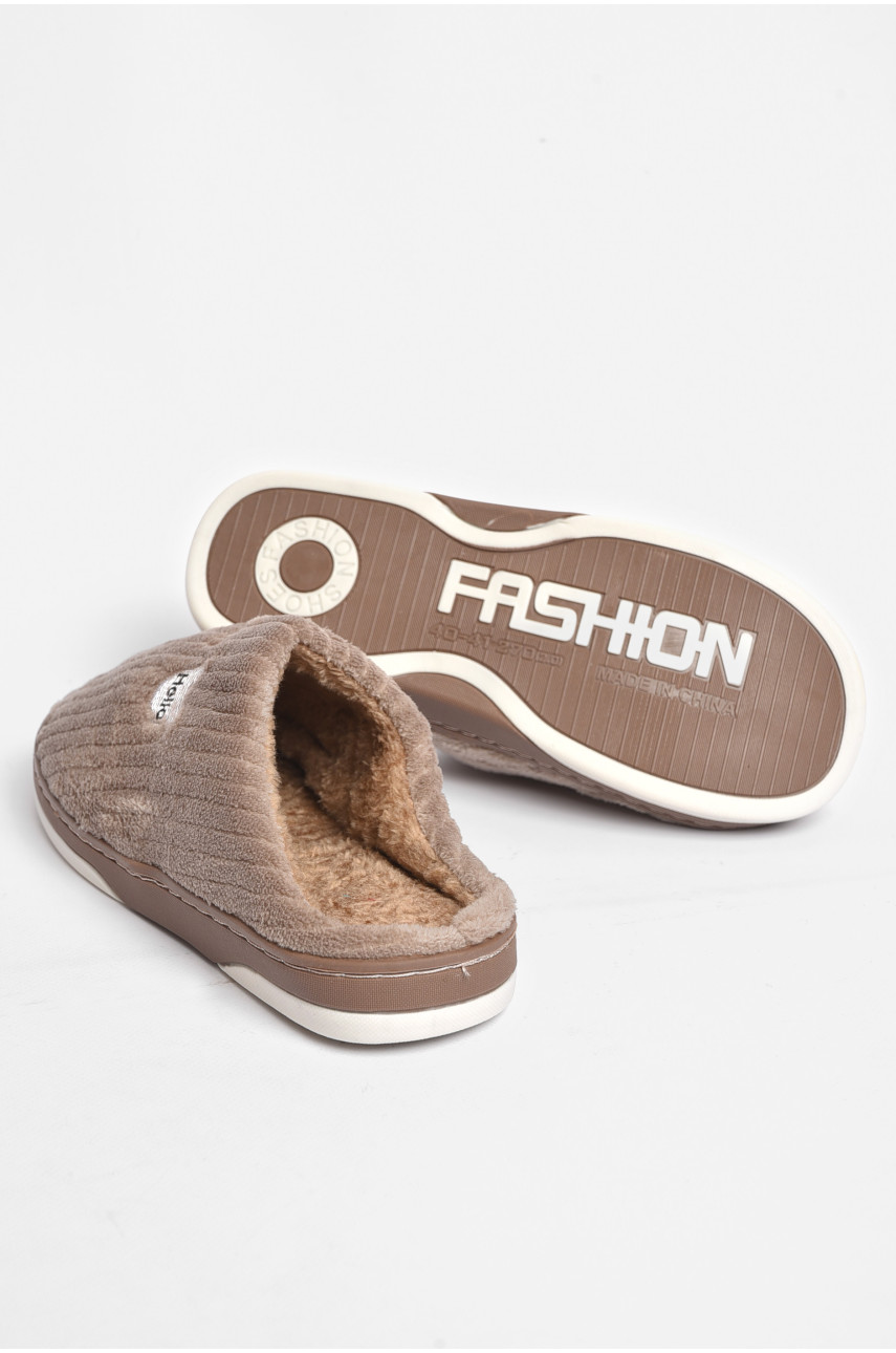 Капці кімнатні чоловічі коричневого кольору на хутрі sp-019 189321