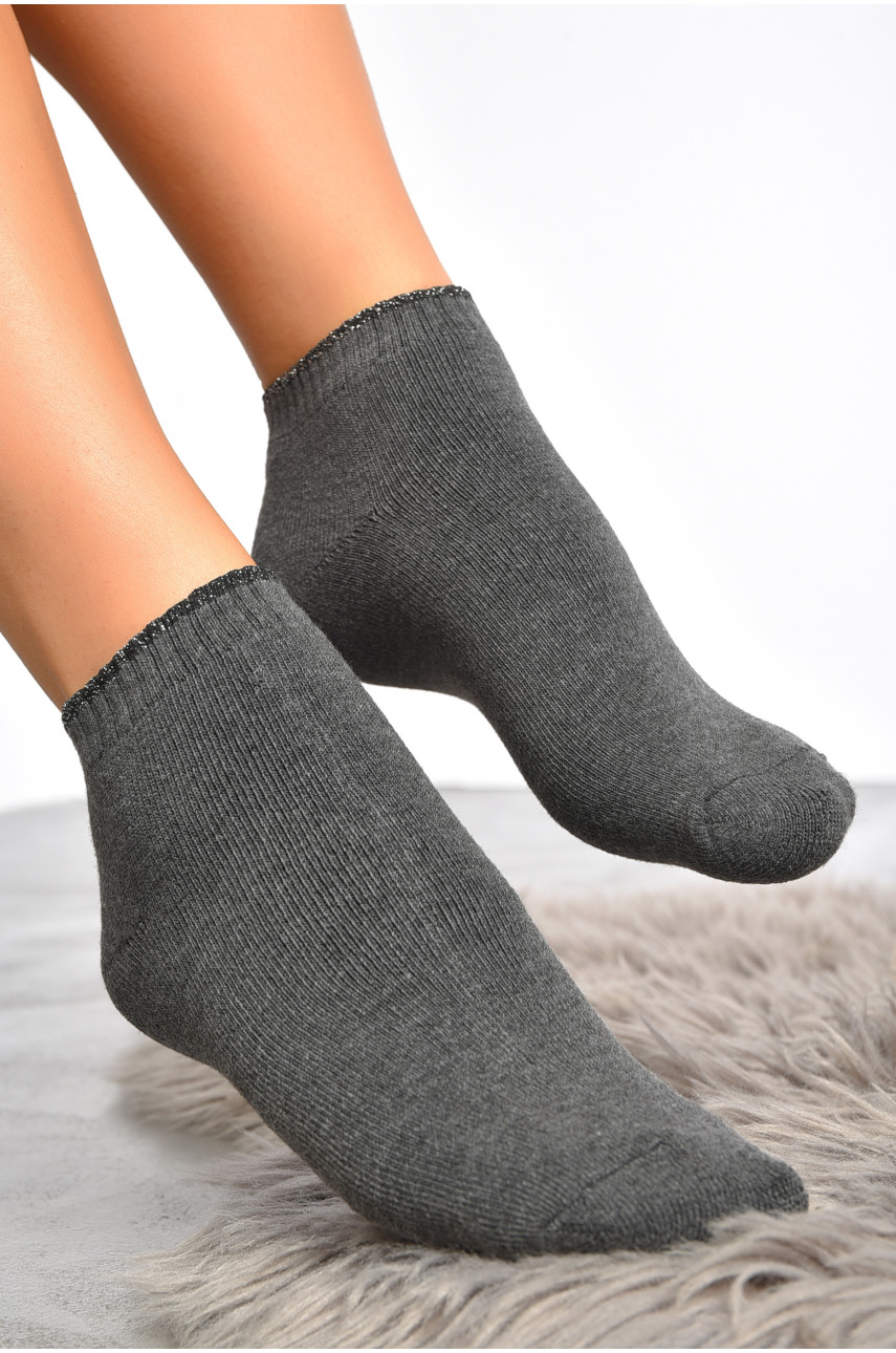 Шкарпетки жіночі махрові темно-сірого кольору 605-1 189342 Шкарпетки жіночі махрові темно-сірого кольору 605-1 189342