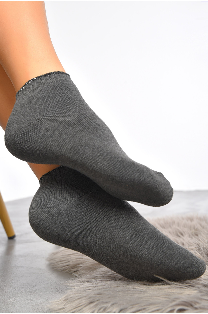 Шкарпетки жіночі махрові темно-сірого кольору 605-1 189342 Шкарпетки жіночі махрові темно-сірого кольору 605-1 189342