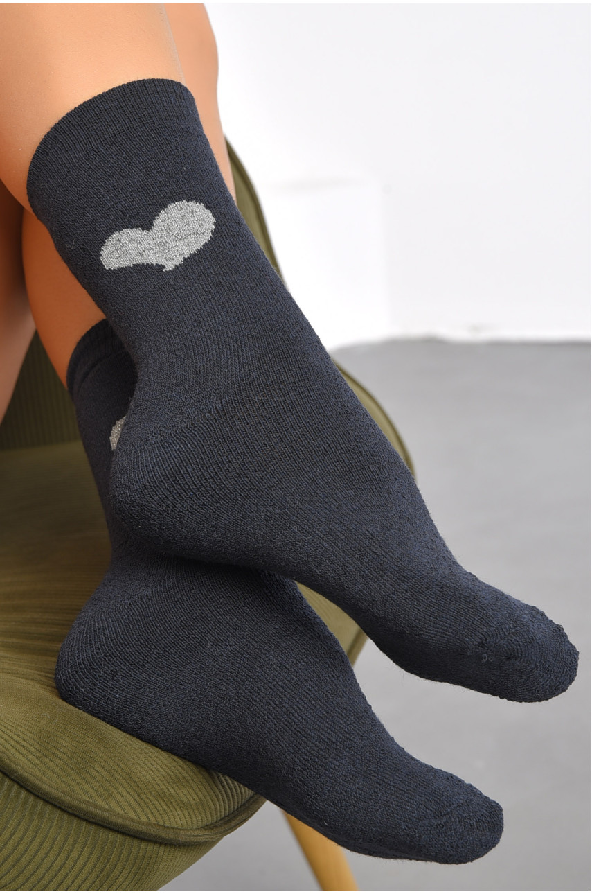 Носки женские махровые темно-синего цвета 708-15 189355 Носки женские махровые темно-синего цвета 708-15 189355