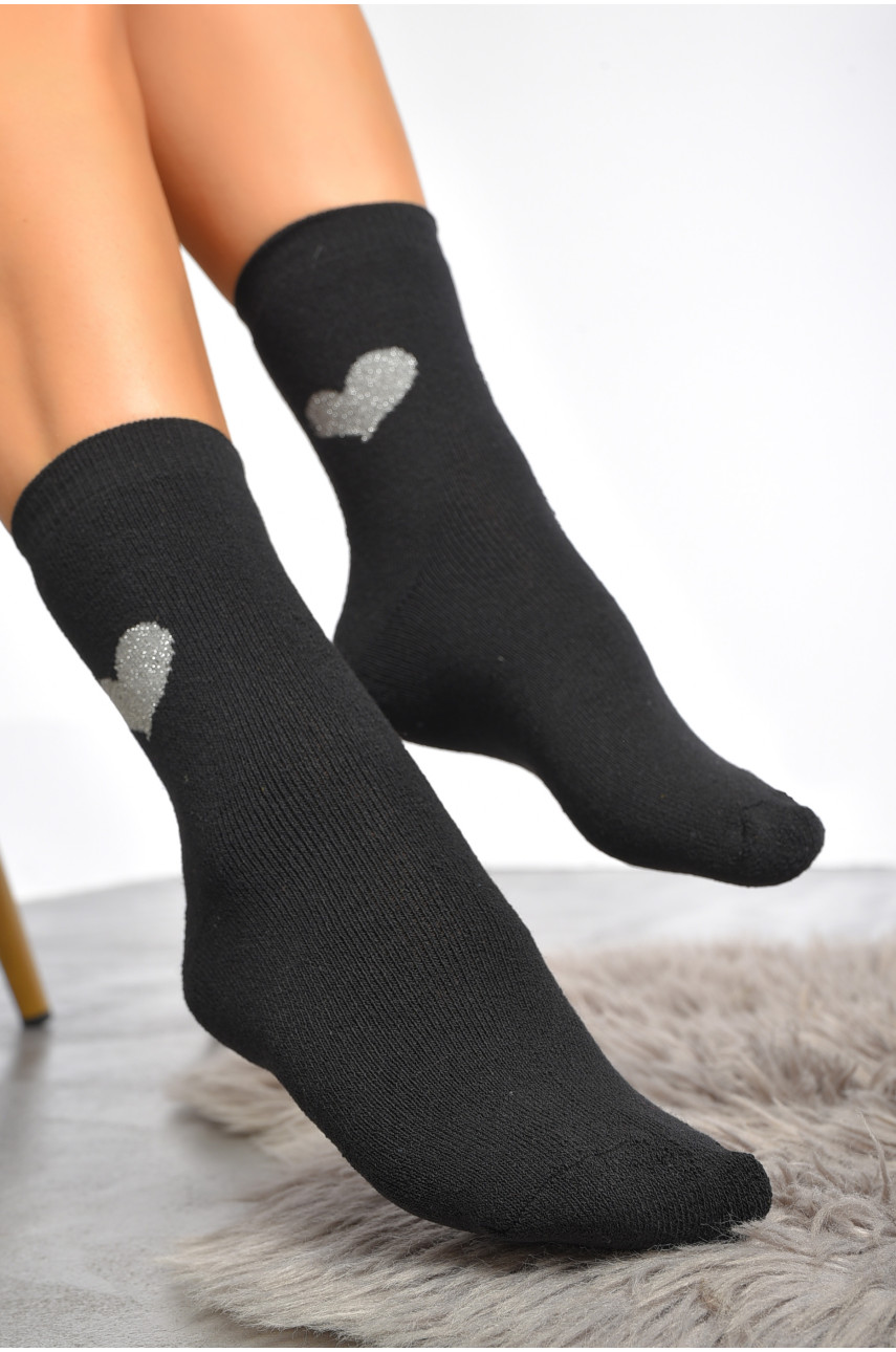 Носки женские махровые черного цвета 708-15 189359 Носки женские махровые черного цвета 708-15 189359