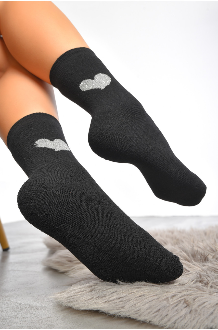 Носки женские махровые черного цвета 708-15 189359 Носки женские махровые черного цвета 708-15 189359