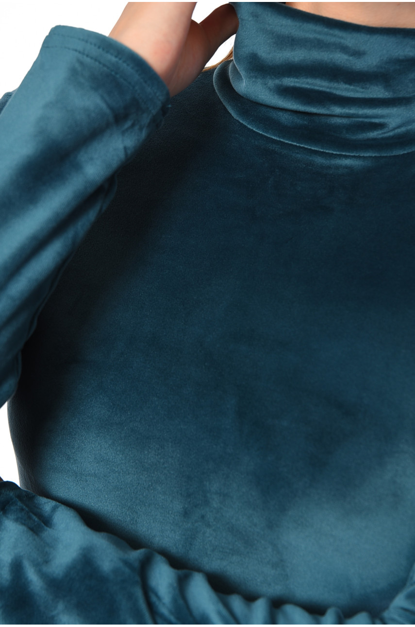 Боди женское велюровое однотонное изумрудного цвета 1399 189393