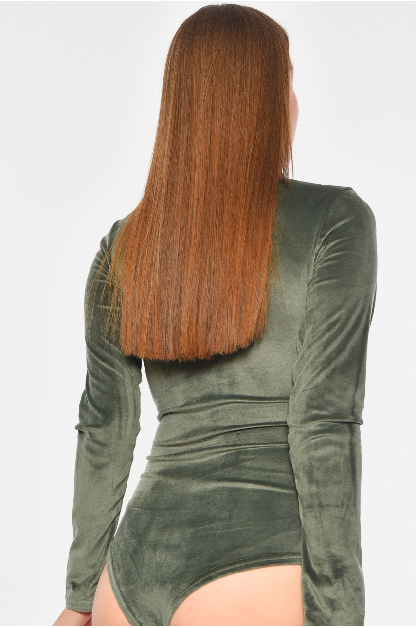 Боді жіноче велюрове однотонне кольору хакі 1399 189394 Боді жіноче велюрове однотонне кольору хакі 1399 189394