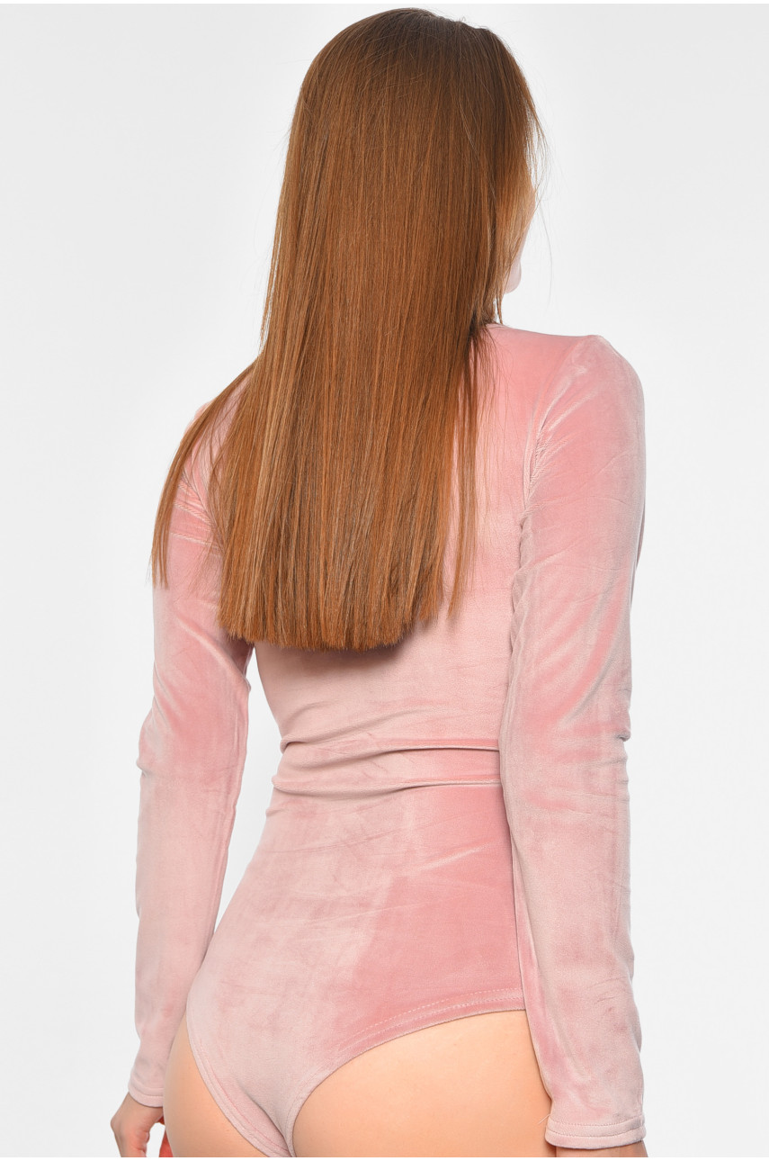 Боді жіноче велюрове однотонне пудрового кольору 1399 189398