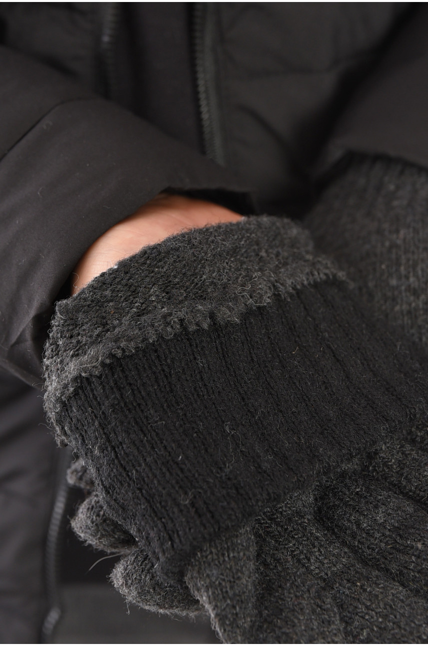 Рукавички чоловічі акрилові утеплені темно-сірого кольору 8006 189449