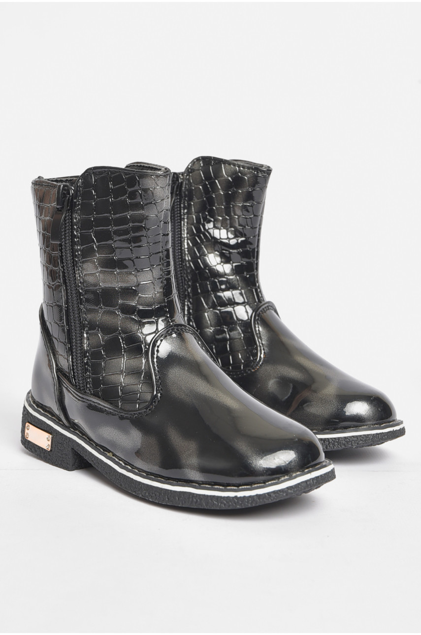 Ботинки детские демисезонные черного цвета на флисе F350-1 189451