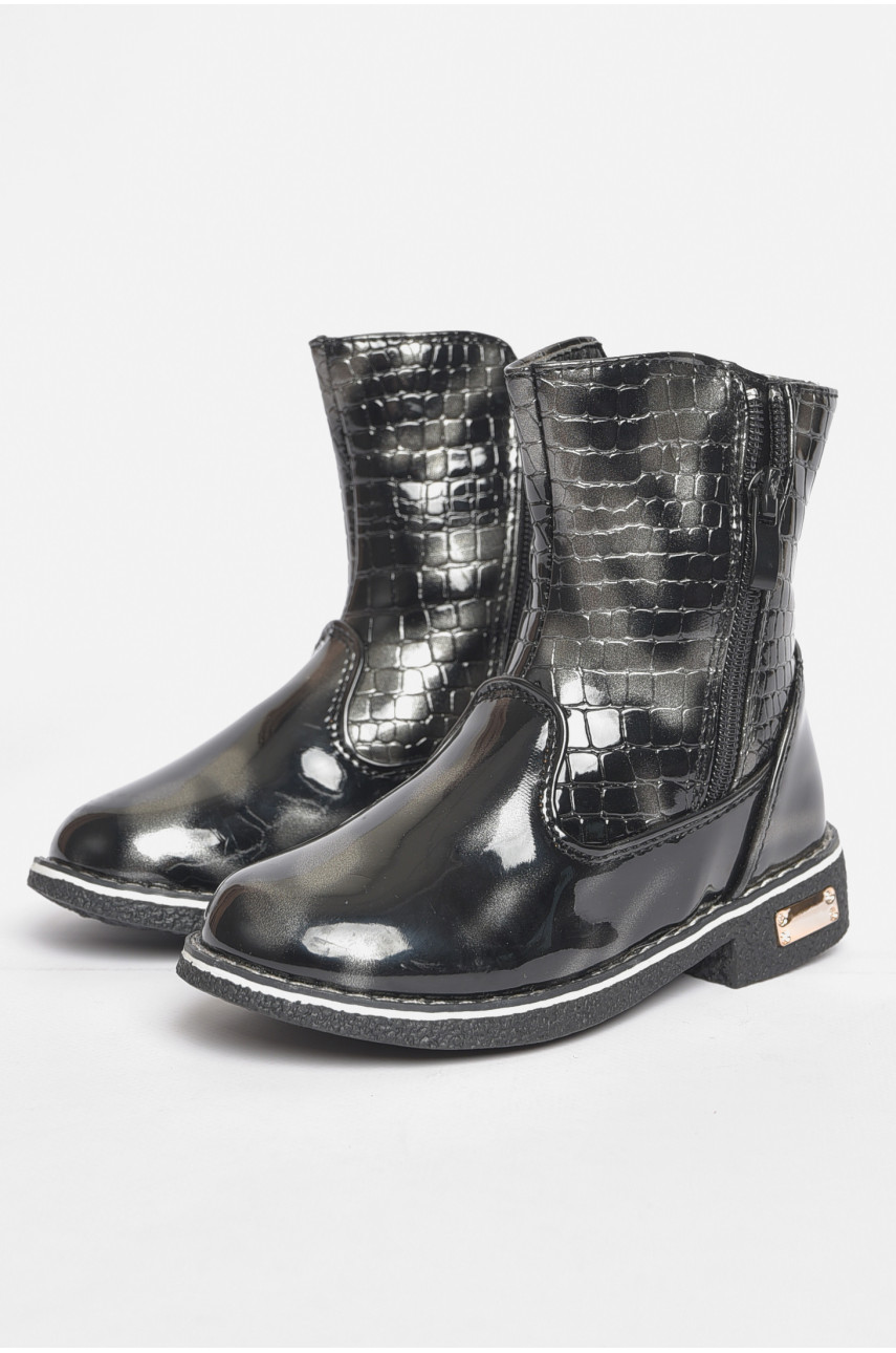 Ботинки детские демисезонные черного цвета на флисе F350-1 189451