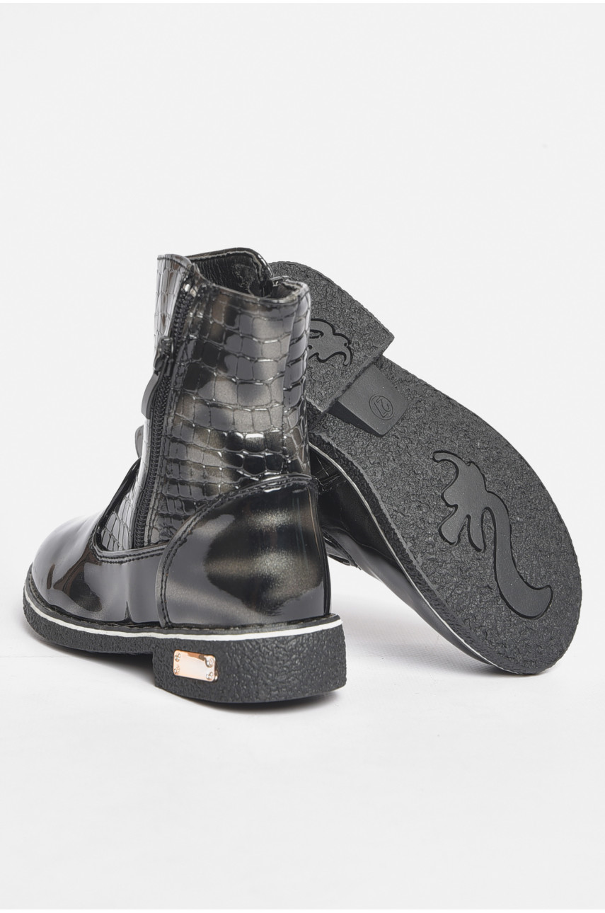 Ботинки детские демисезонные черного цвета на флисе F350-1 189451 Ботинки детские демисезонные черного цвета на флисе F350-1 189451