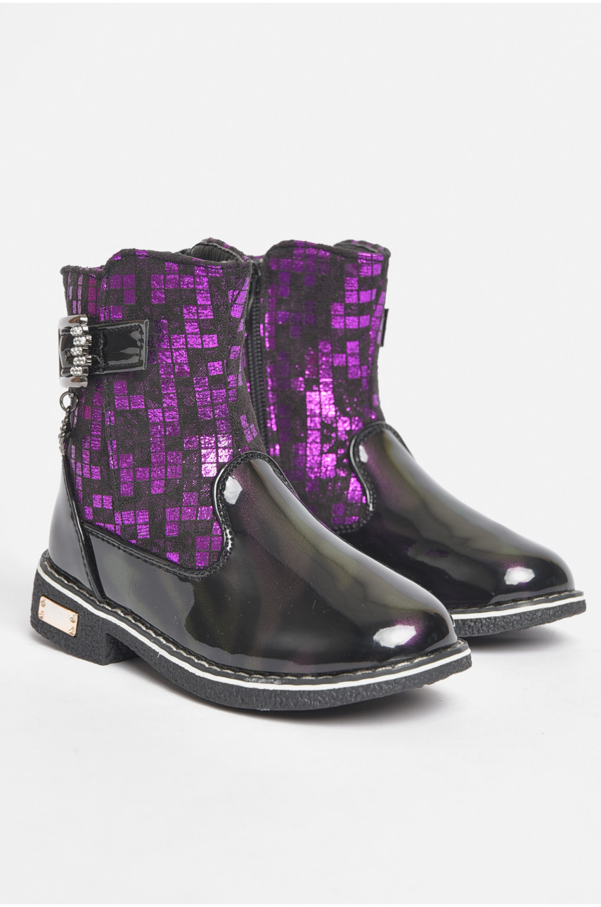 Ботинки детские демисезонные черного цвета на флисе F351-4 189452