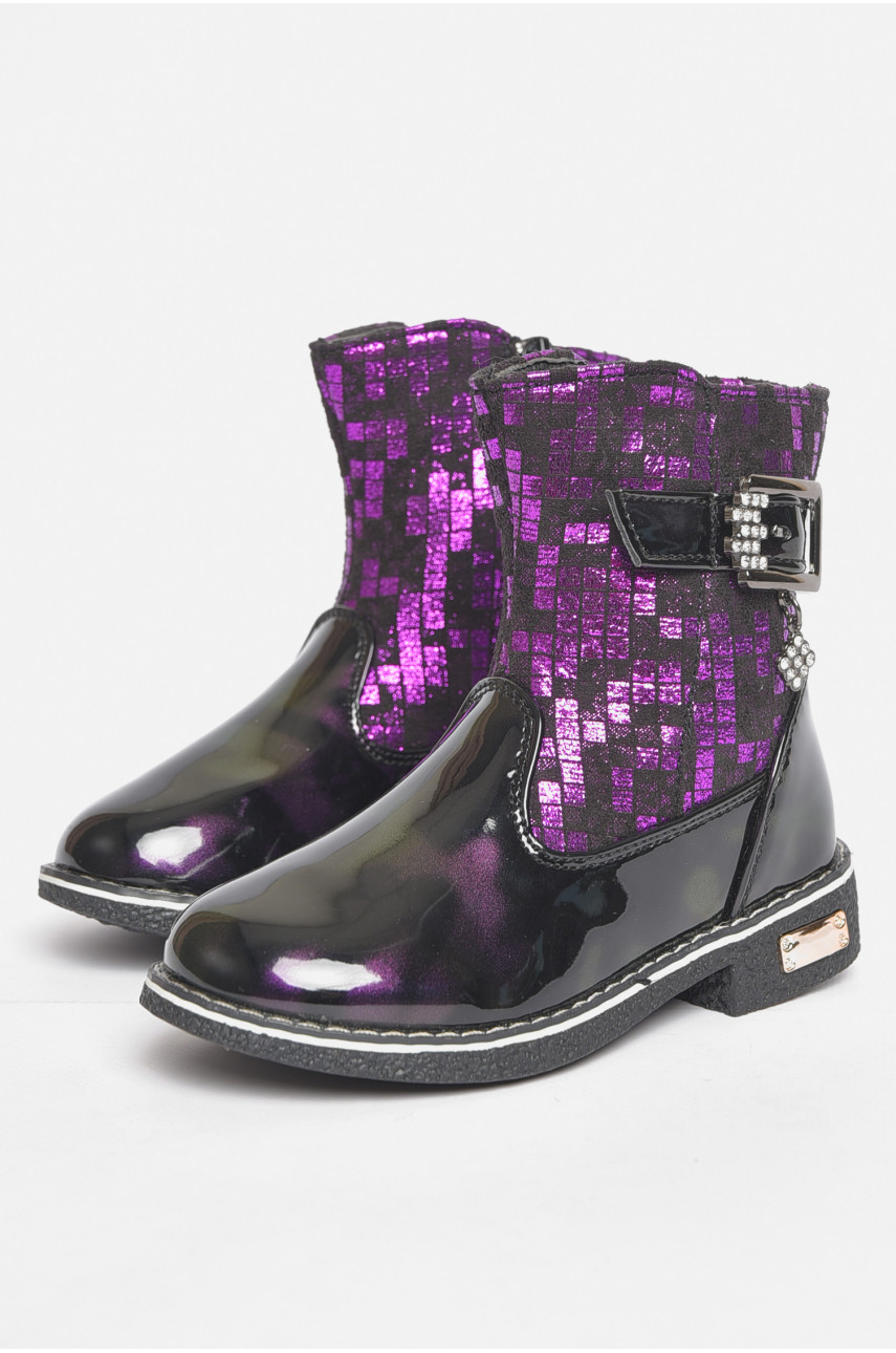 Ботинки детские демисезонные черного цвета на флисе F351-4 189452