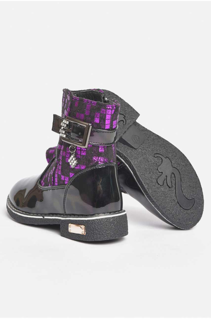 Ботинки детские демисезонные черного цвета на флисе F351-4 189452 Ботинки детские демисезонные черного цвета на флисе F351-4 189452