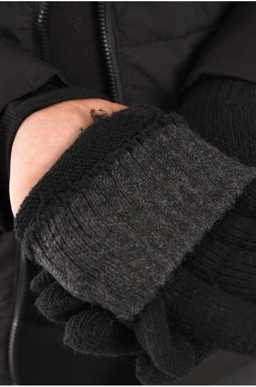 Перчатки мужские акриловые утепленные черного цвета 8006 189455